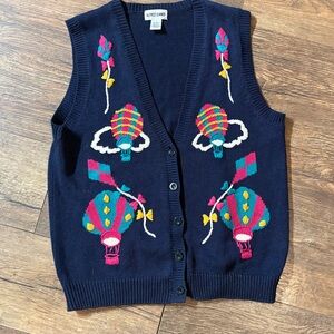 Vintage Alfred dunner hot air balloon embroidered sweater vest